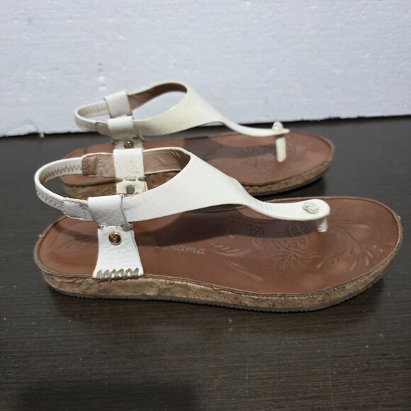 Tommy Bahama Off White Leather Thong Sandals 7 - Picture 2 of 11